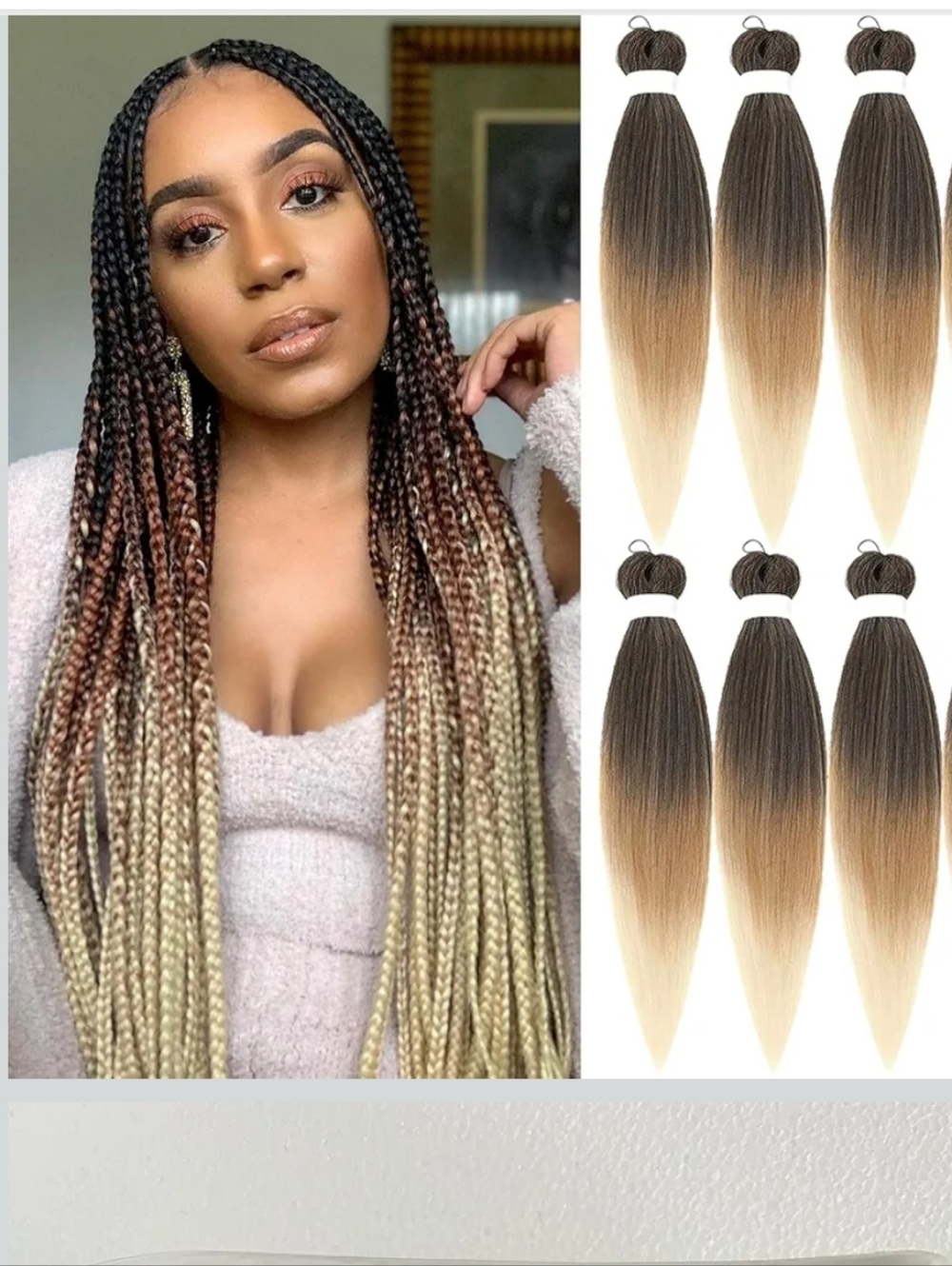 Ombre Brown to Blonde Women’s Braid In Hair Extensions - 26 inch